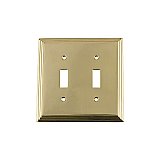Solid Brass Deco Switchplate - Unlacquered Polished Brass - Double Toggle