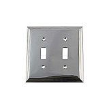 Solid Brass Deco Switchplate - Bright Chrome - Double Toggle