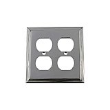 Solid Brass Deco Switchplate - Bright Chrome - Double Duplex