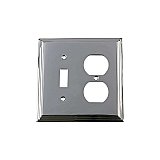 Solid Brass Deco Switchplate - Bright Chrome - Duplex/Toggle