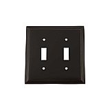 Solid Brass Deco Switchplate - Timeless Bronze - Double Toggle