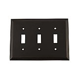 Solid Brass Deco Switchplate - Timeless Bronze - Triple Toggle