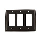 Solid Brass Deco Switchplate - Timeless Bronze - Triple GFCI