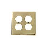 Solid Brass New York Switchplate - Unlacquered Polished Brass - Double Duplex