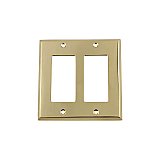 Solid Brass New York Switchplate - Unlacquered Polished Brass - Double GFCI