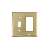 Solid Brass New York Switchplate - Unlacquered Polished Brass - GFCI/Toggle