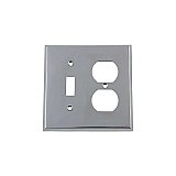 Solid Brass New York Switchplate - Bright Chrome - Duplex/Toggle