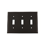 Solid Brass New York Switchplate - Timeless Bronze - Triple Toggle