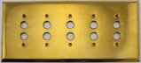 Polished Forged Unlacquered Brass Five Pushbutton Switchplate