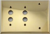 Polished Forged Unlacquered Brass Double Pushbutton / Single Blank Switchplate