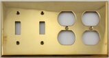 Polished Forged Unlacquered Brass Double Toggle/Double Duplex Switchplate