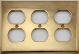Polished Forged Unlacquered Brass Triple Duplex Switchplate