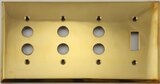 Polished Forged Unlacquered Brass Triple Pushbutton/Single Toggle Switchplate