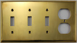 Polished Forged Unlacquered Brass Triple Toggle/Single Duplex Switchplate