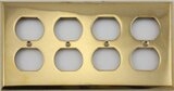 Polished Forged Unlacquered Brass Quad Duplex Switchplate