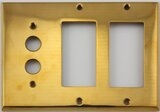 Polished Forged Unlacquered Brass Single Pushbutton/Double GFCI Switchplate