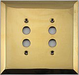 Jumbo Oversized Unlacquered Brass Stamped Double Pushbutton Switchplate / Cover Plate