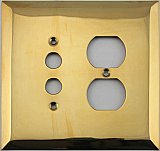 Jumbo Oversized Unlacquered Brass Stamped Pushbutton / Duplex Switchplate / Cover Plate