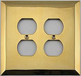 Jumbo Oversized Unlacquered Brass Stamped Double Duplex Switchplate / Cover Plate