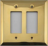 Jumbo Oversized Unlacquered Brass Stamped Double GFCI Switchplate / Cover Plate