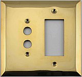 Jumbo Oversized Unlacquered Brass Stamped Pushbutton / GFCI Switchplate / Cover Plate