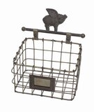 Cast Iron Pig Wall Hanging Wire Basket