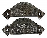 Pair of Antique Cast Iron Bin or Drawer Cup Pulls by Sargent & Co. - Circa 1874