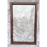 Antique Single Oak Beveled Glass Cabinet Door