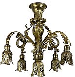 Antique French Renaissance 6-Arm Ceiling Light Fixture with Gilded Finish - Circa 1910
