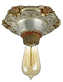 Antique Monel Polychrome Flush Mount Ceiling Light Fixture by Edward N. Riddle Co. - Circa 1920
