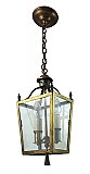 Antique Brass Lantern Ceiling Light Fixture - Circa 1940