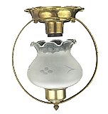 Antique Wrought Brass Ceiling Light Fixture with Frosted Shade - Circa 1950
