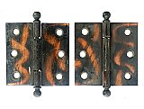 Pair of Antique 2-1/2" x 2-1/2" Japanned Copper Finish Steel Ball Tip Door Butt Hinge by Stanley Works - Circa 1900