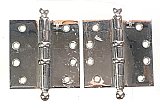Pair of Antique Stanley Ball Bearing Polished Chrome Plated Brass Butt Hinge 4" x 4" - Circa 1920
