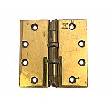 Antique Stanley Ball Bearing Hospital Type Brass Plated Steel Butt Hinge 4-1/2" x 4-1/2"