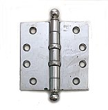 Antique Stanley Ball Bearing Polished Chrome Plated Brass Butt Hinge 4" x 4"