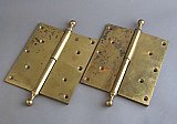 Pair of Antique Extremely Large Brass Lift Off Door Hinges 8"h x 7"w