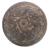Antique Pressed Black Walnut Wood and Bronze "Scroll" Design Door Knob by the Ornamental Wood Co.  - Circa 1870