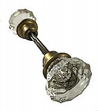 Antique 12-Point Fluted Crystal / Glass Door Knob Pair - Brass or Bronze Neck