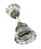 Antique Oval Glass/Crystal Door Knob Pair by Penn Hardware - Nickel Plated - Circa 1927
