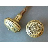 Antique Single Pair of Solid Brass Entry Door Knobs by F. C. Linde - Circa 1890