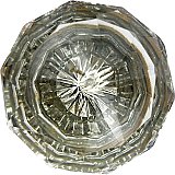 Antique Faceted Diamond Cut Crystal / Glass Door Knob - Bronze Neck - Circa 1905