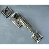 Antique Brass Entry Door Thumblatch Pull and Cylinder Collar