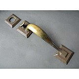Antique Brass Hudson Entry Door Thumblatch Pull and Cylinder Collar