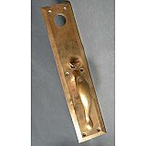 Antique  Brass Entry Door Thumblatch Door Pull & Plate With Cylinder Opening