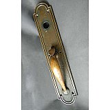 Antique Large Heavy Brass Entry Door Thumblatch Door Pull & Plate With Cylinder Opening