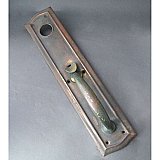 Antique Brass Entry Door Thumblatch Door Pull & Plate With Cylinder Opening