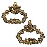 Antique Pair of Rococo Cast Bronze Ring Door Pulls - Circa 1880