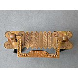 Antique Brass Eastlake Pull with an Additional Backplate