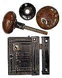 Antique Cast Iron Upright Rim Knob Lock Door Set by Sargent & Co. - Circa 1883